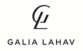 Schwarzes GL-Monogramm über den Worten Galia Lahav in fetten Großbuchstaben auf weißem Hintergrund - die perfekte Inspiration für jeden Wedding Planner oder Hochzeitsplaner in der Schweiz.
