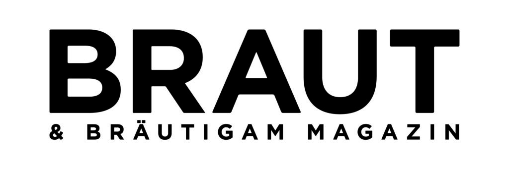 Schwarzes Textlogo: BRAUT & BRÄUTIGAM MAGAZIN auf weißem Hintergrund.